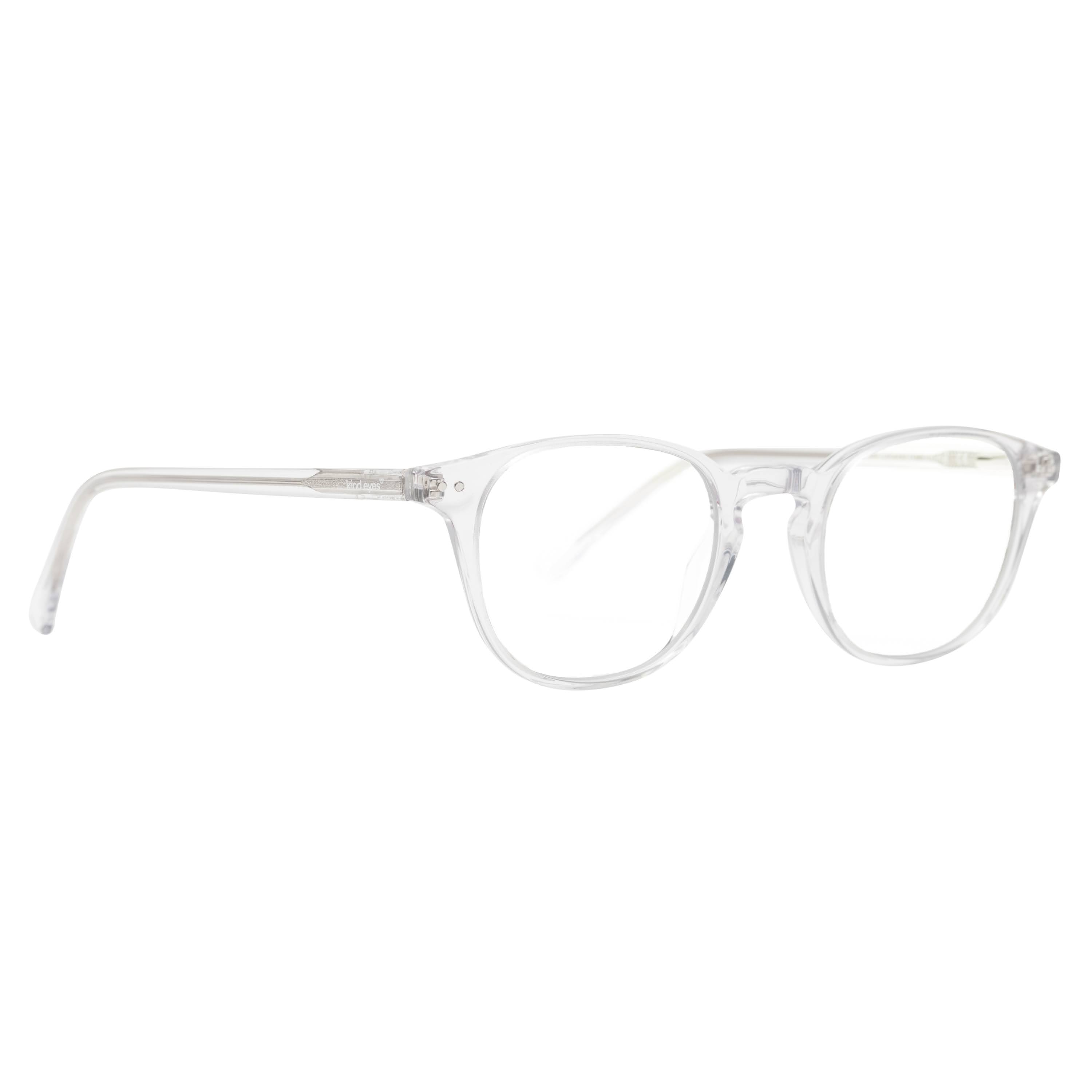 A pair of blue light blocking glasses